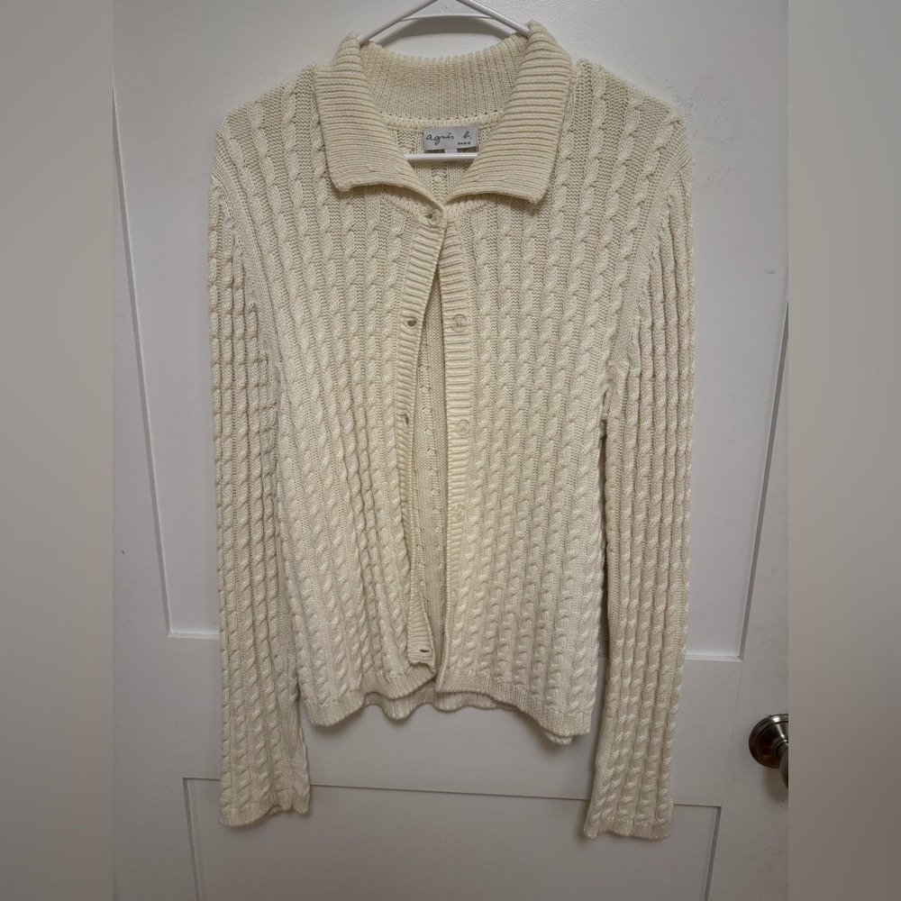 Agnès B cream knit cardigan